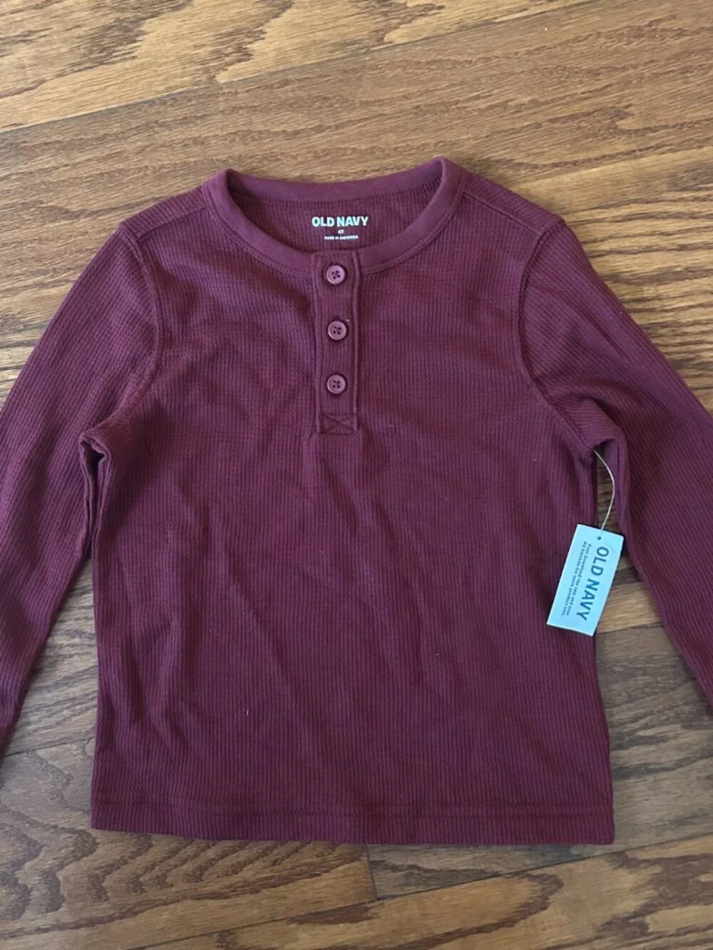 NWT Old Navy Long-Sleeve Thermal Knit Henley T-Shirt Toddler Boys Size 4T New